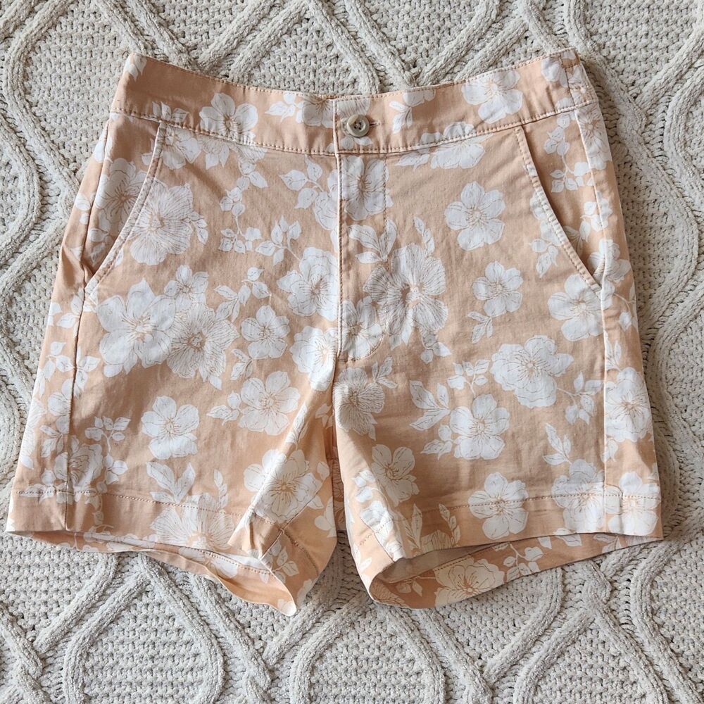 JACHS Girlfriend High Rise Hibiscus shorts Size S- Peach